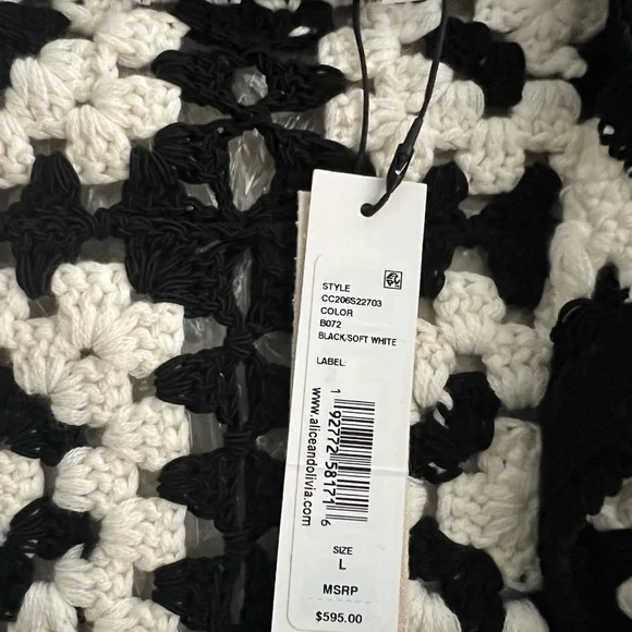 ALICE + OLIVIA ANDERSON CROPPED BOXY CARDIGAN WITH BOW